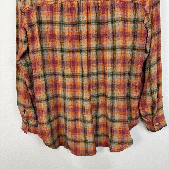 Anthropologie Pilcro Shirt Womens Medium Plaid Button Front Relaxed Long Sleeve - Picture 7 of 15